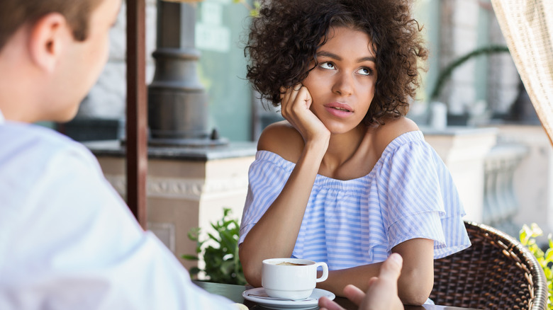 woman bored with her date