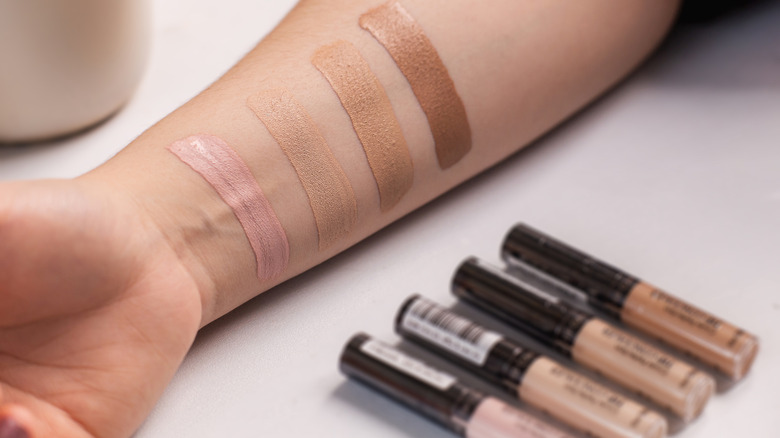 concealer color swatches on skin