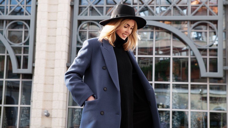 woman in wool coat