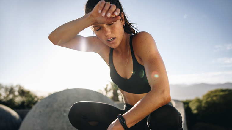 Woman exhausted after workout