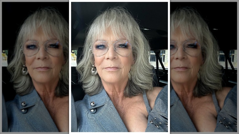 Jamie Lee Curtis takes a selfie with her longer hair in 2025.