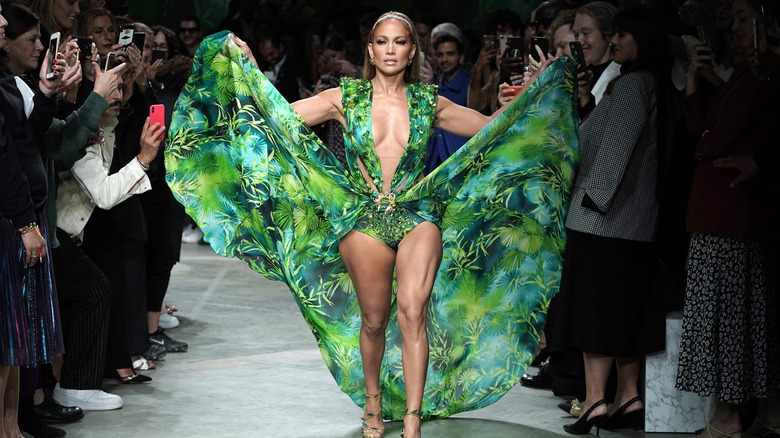 Jennifer Lopez walking in Versace show