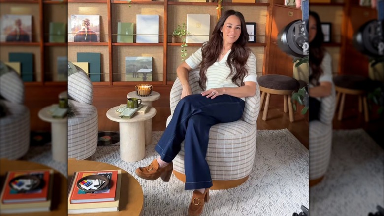 Joanna Gaines sitting in a chair