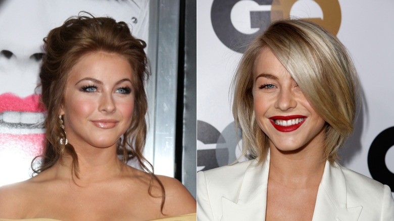 Hough with auburn hair and a blond shag