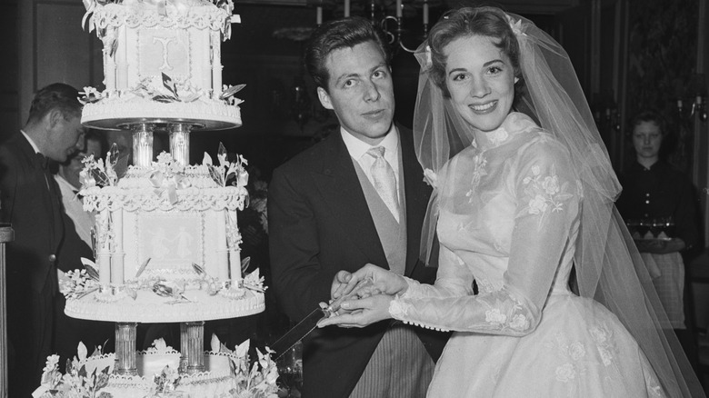 Tony Walton and Julie Andrews on their wedding day on May 10, 1959 in north England