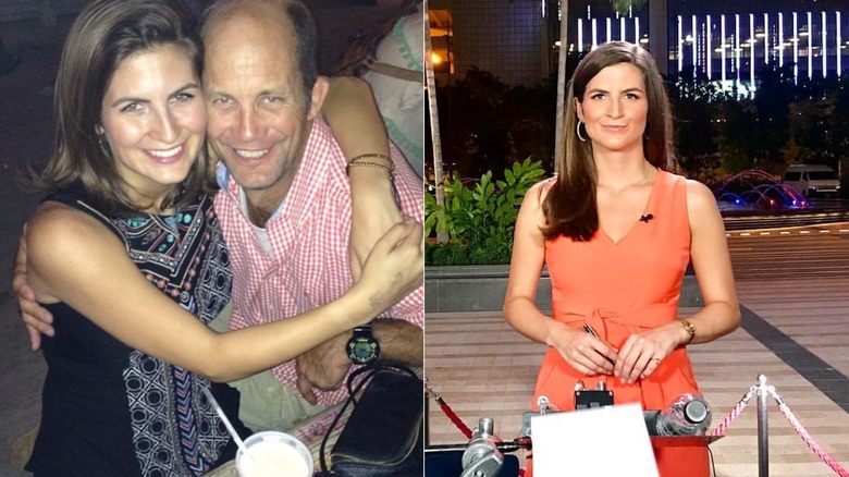 Kaitlan Collins with long straight hair and a side part