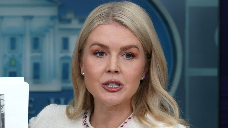 Karoline Leavitt in a white jacket