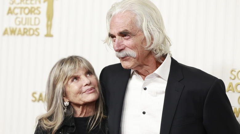 Katharine Ross smiling up at Sam Elliott at the 29th Annual Screen Actors Guild Awards