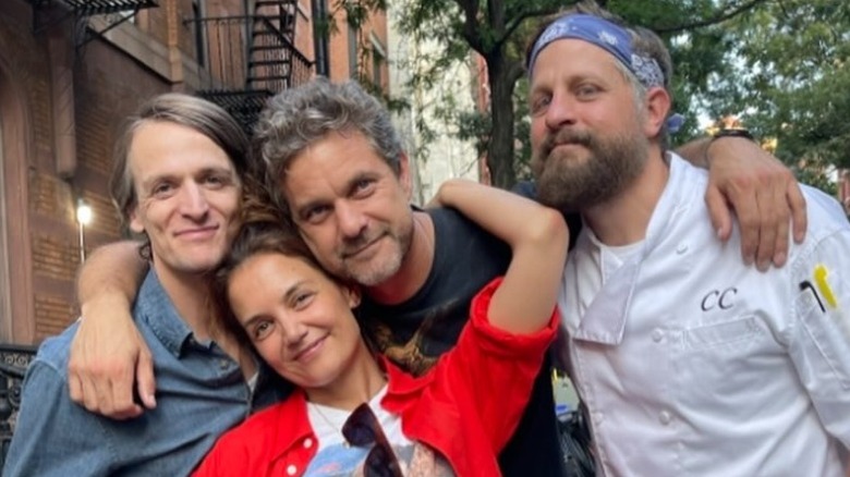 Katie Holmes and Joshua Jackson (center) promote their film Happy Hours