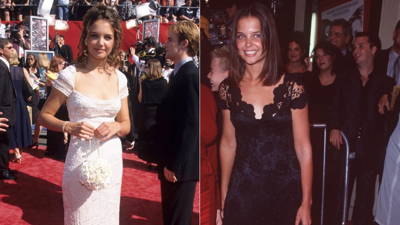 Katie Holmes at the 50th annual Emmy Awards in September 1998 / Katie Holmes at the Los Angeles premiere of "Teaching Ms. Tingle" in August 1999