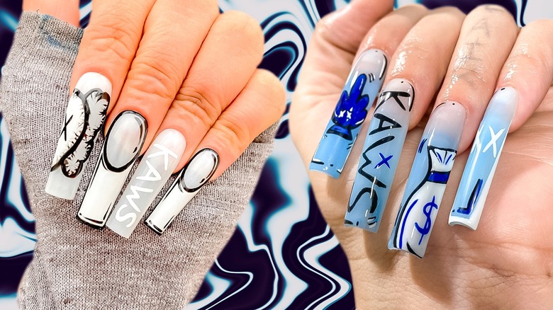 hands with KAWS nail art
