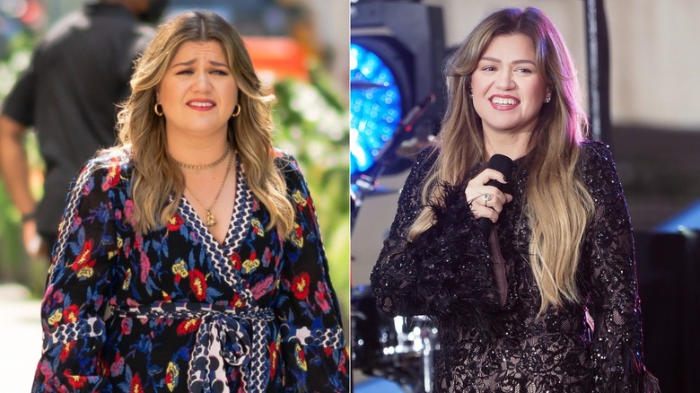 Kelly Clarkson in 2021 (L) versus Kelly Clarkson in 2025 after major face transformation (R)