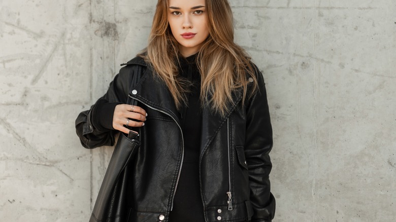 Black leather jacket