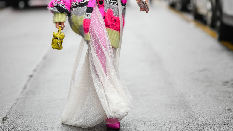 sheer skirt with pants