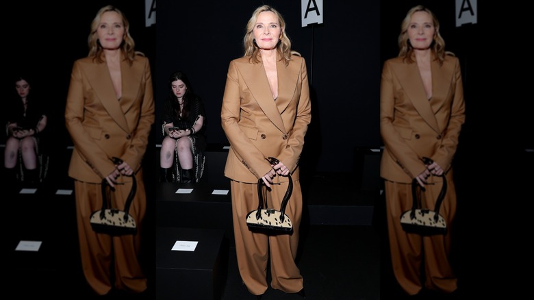 Kim Cattrall attends the Nina Ricci Womenswear fall/winter show during Paris Fashion Week in March 2025