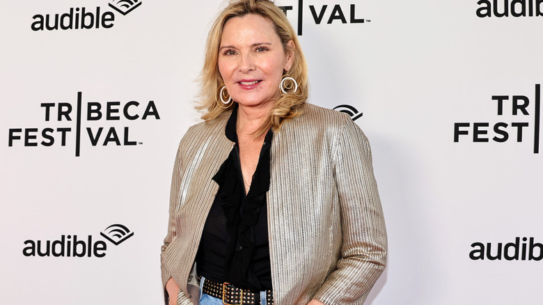 Kim Cattrall walking Tribeca Festival carpet