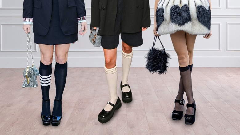 women wearing knee-high socks