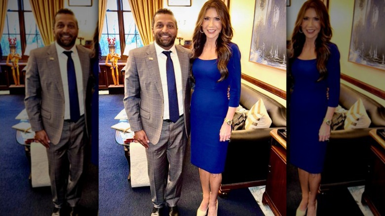 Kash Patel and Kristi Noem pose for a photo