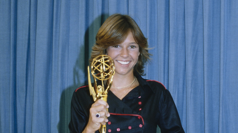 American actor Kristy McNichol holding the Emmy award she won for her performance in the drama series 'Family', Pasadena, California, September 9th 1979