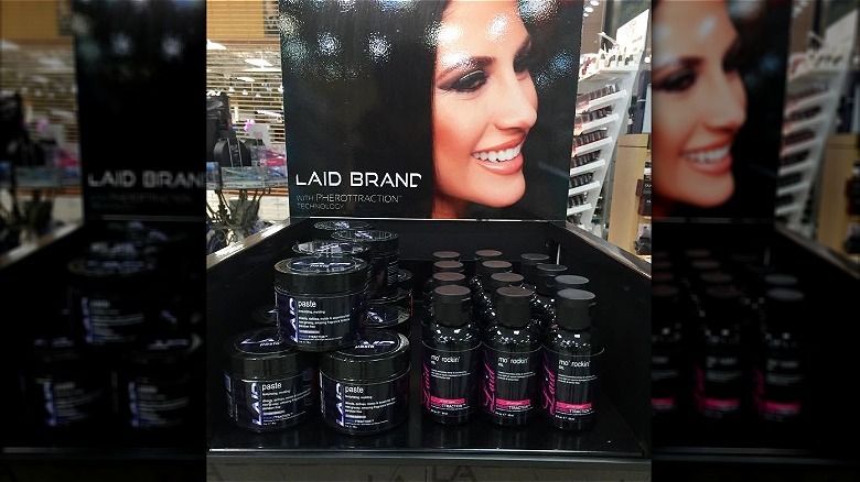 Laid Brand hair products on a display shelf
