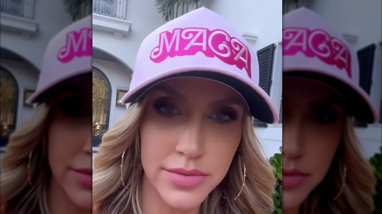 Lara Trump waering a Barbie Maga hat that was regarded as a grift