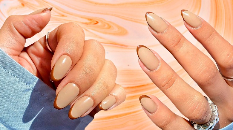 Latte-inspired French manicure