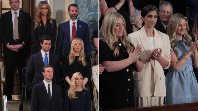 Members of the Trump family, and Usha Vance, at the president's address to the joint houses of congress