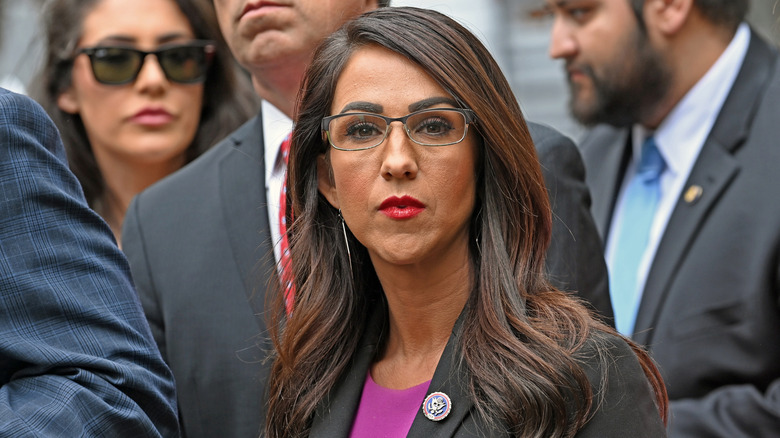 Lauren Boebert with red lipstick