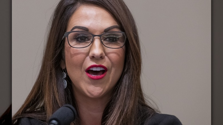 Lauren Boebert with black rimmed glasses