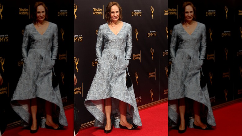 Laurie Metcalf in a silver dress