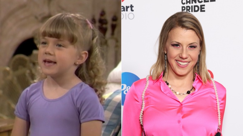 Jodie Sweetin as Stephanie Tanner and in a pink shirt