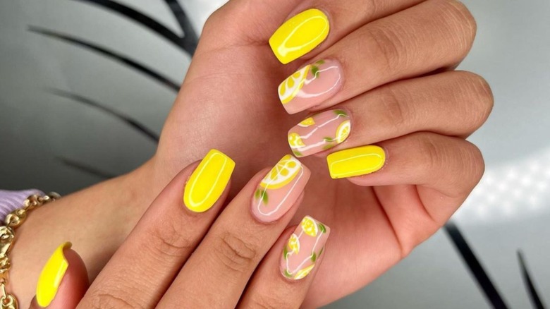 lemon nail art manicure