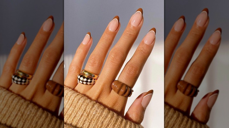 iced coffee nails with mocha theme