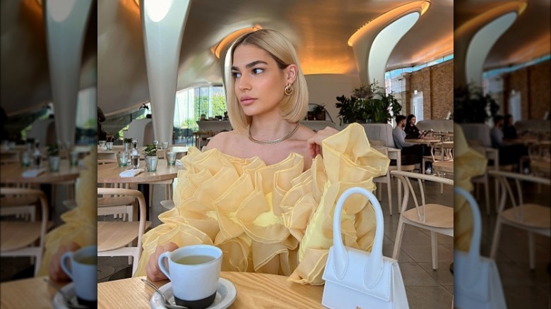 Yellow ruffled top