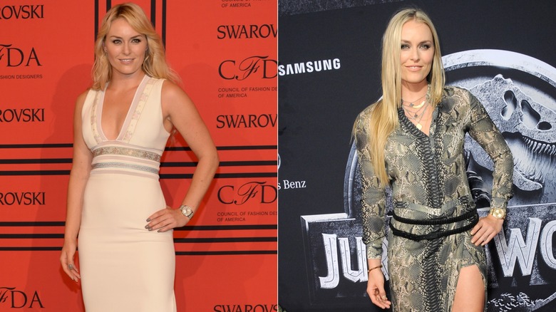 Lindsey Vonn walks the red carpet and poses for photos
