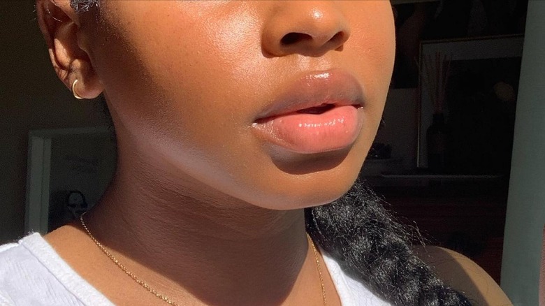 Woman with hydrated lips