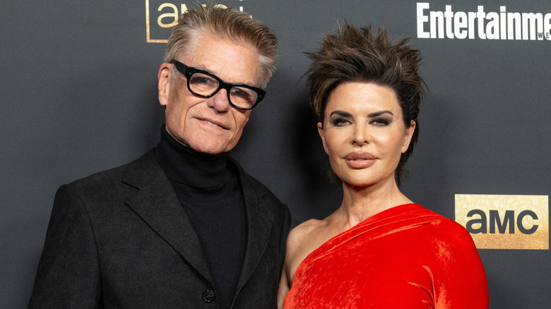 Harry Hamlin and Lisa Rinna posing