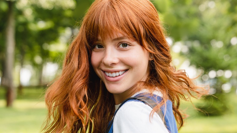 Woman with long red hair