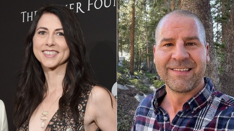 MacKenzie Scott and Dan Jewett smiling in a side-by-side photo