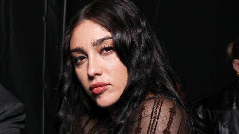 Lourdes Leon wearing a sheer brown dress