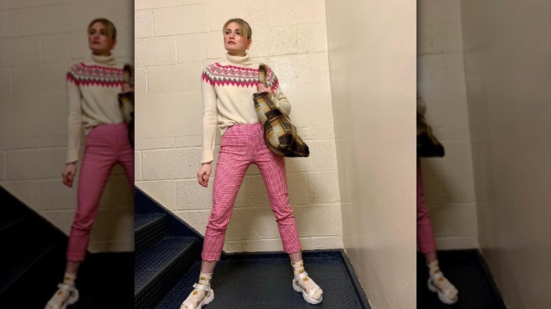 Woman wearing unique socks