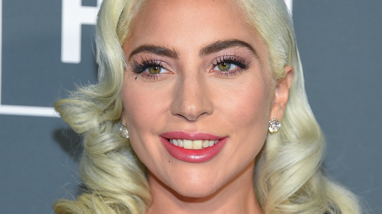 Lady Gaga wearing purple eyeshadow