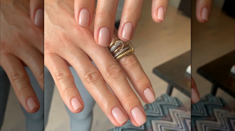 short square plain flesh-toned nails