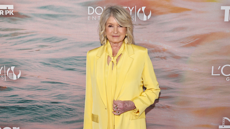 Martha Stewart posing in an all-yellow outfit in 2026.