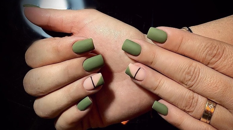 1. Olive Green Matte Nails - wide 5