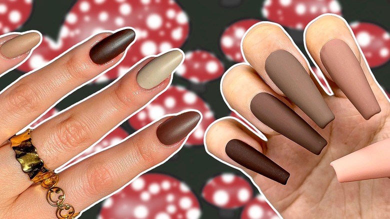 brown nails mushroom background