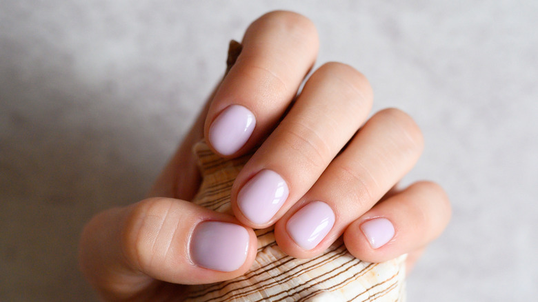 Very light mauve manicure