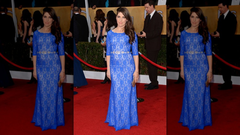 Mayim Bialik in a blue lace dress at the SAG awards