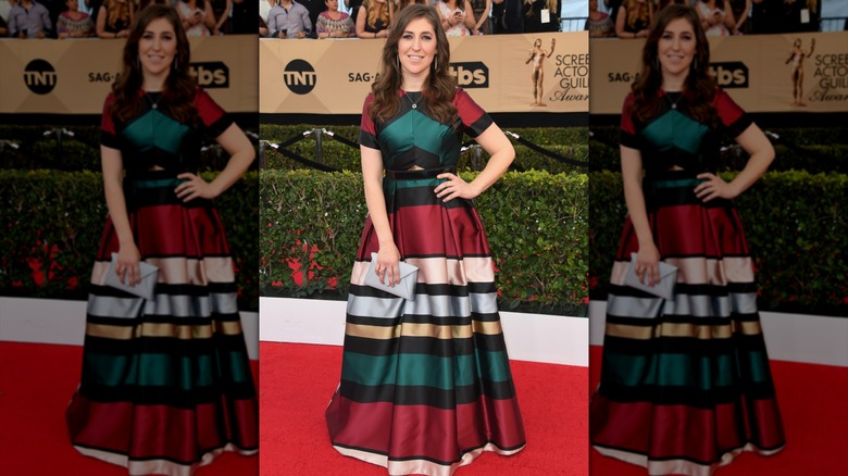 Mayim Bialik in colorful dress at the SAG awards