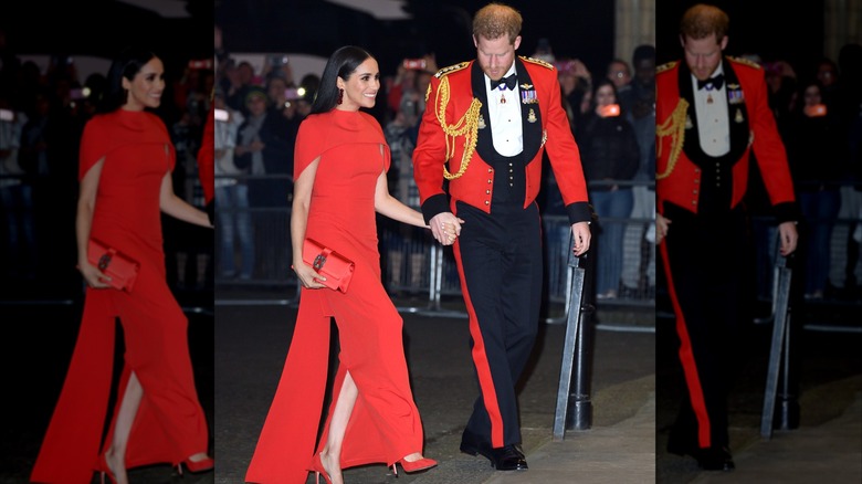 Meghan Markle wearing a stunning red dress at the Mountbatten Festival of Music at Royal Albert Hall